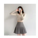 Brown Skirt Ladies 2022 Summer Clothes Women's High Waist Harajuku Korean Style Black Mini Pleated Skirt For School Girl Uniform 3