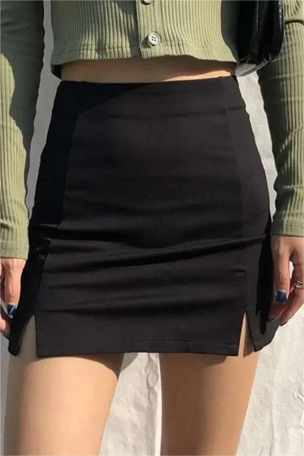 Skirts Women Black Split Office Ladies   High Waist Elegant Slim Mini Skirt Student Trendy Simple 5
