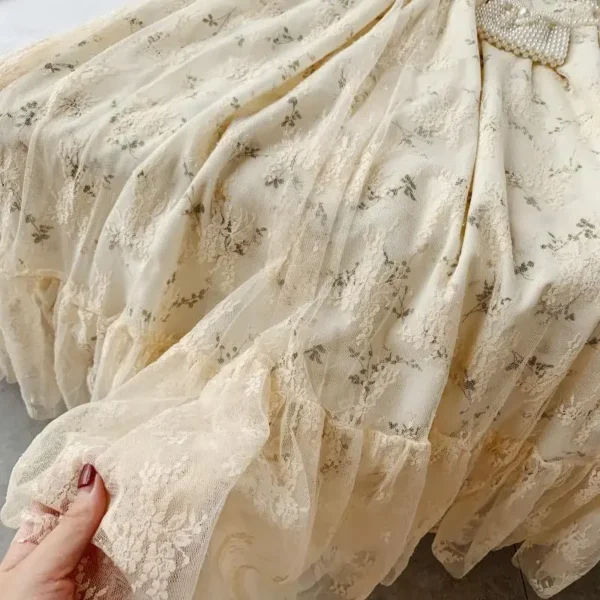 Summer Fairy Dress Women French Style Vintage Retro Chiffon Dress Puff Sleeve Casual Elegant Floral Print Dress Women 2024 New 6
