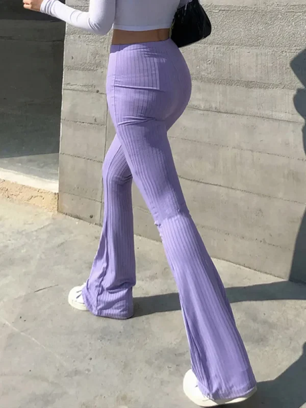 Solid Hot Y2k Woman Pants E Girl Aesthetic Fashion Streetwear Women Clothes Slim High Waist Capris Sexy Bell Bottom Flare Tights 6
