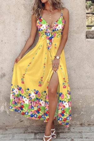 Women's Sexy Y2K Clothes Tie Dye Print  Backless Side Slit Bodycon Maxi Dress For Women 2023 Outfits Club Party Vestidos Mujer