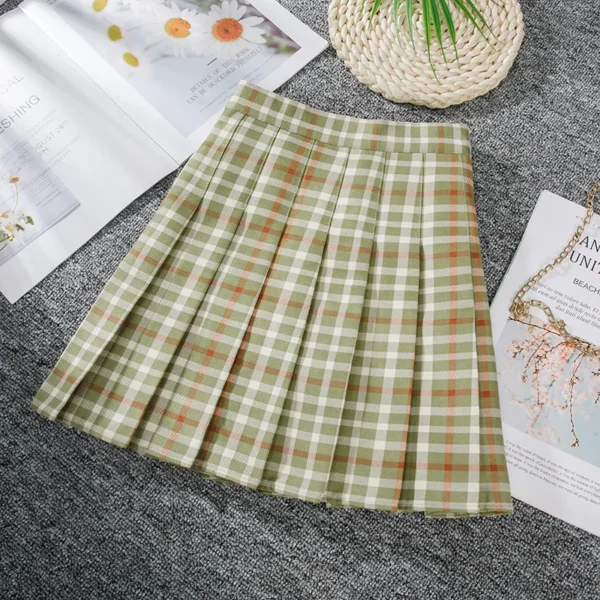 Women High Waist Plaid Mini Skirt With Inner Shorts Woman Short Pleated Skirts Kawaii Female Harajuku Chic Ladies Skirts 5