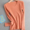 Ezsskj basic v-neck solid autumn winter Sweater Pullover Women Female Knitted sweater slim long sleeve badycon sweater cheap 4