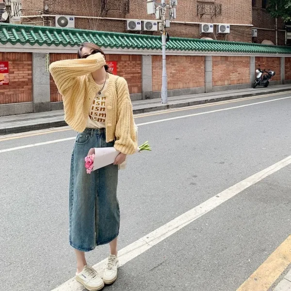 Unique Cool Knitted Top Coat Cardigan Sweater Female 2023 New Network Red Spring/Summer Long Sleeve Sweater Cardigan Female Tops 5
