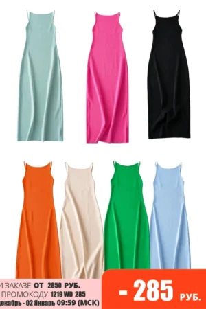 Tangada 2022 Fashion Women Solid Beige Black Backless Sweater Dress Sleeveless O Neck Ladies Midi Dress AI73