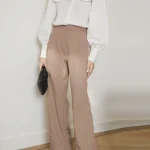 Mnealways18 Spring Summer Black Ladies Office Trousers Womens High Waist Pants Pockets Female Pleated Wide Legs Pants Solid 2024 5