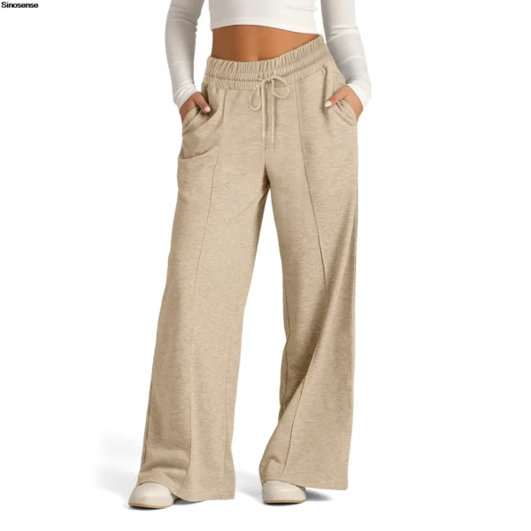 Womens Wide Leg Sweatpants High Waisted Baggy Flared Pants Drawstring Athletic Joggers Casual Daily Wear Loose Yoga Sports Pants 5