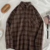 Women Shirt Plaid Oversize Blouse Female Korean Fashion Long Sleeves Shirt Tops Casual Outwear Vintage Checkered Femme Blusas 3