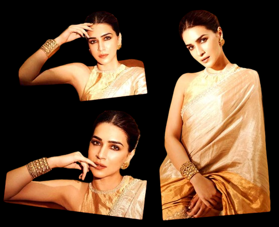 Kriti Sanon sets wedding season trend with her look in gold and silver  tissue saree | Times of India