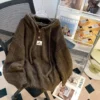 Autumn/Winter Hooded Sweater Women’s Korean Style Loose Fit 2024 Idle Style Thickened Drawstring Knitted Top Sweatshirt 3
