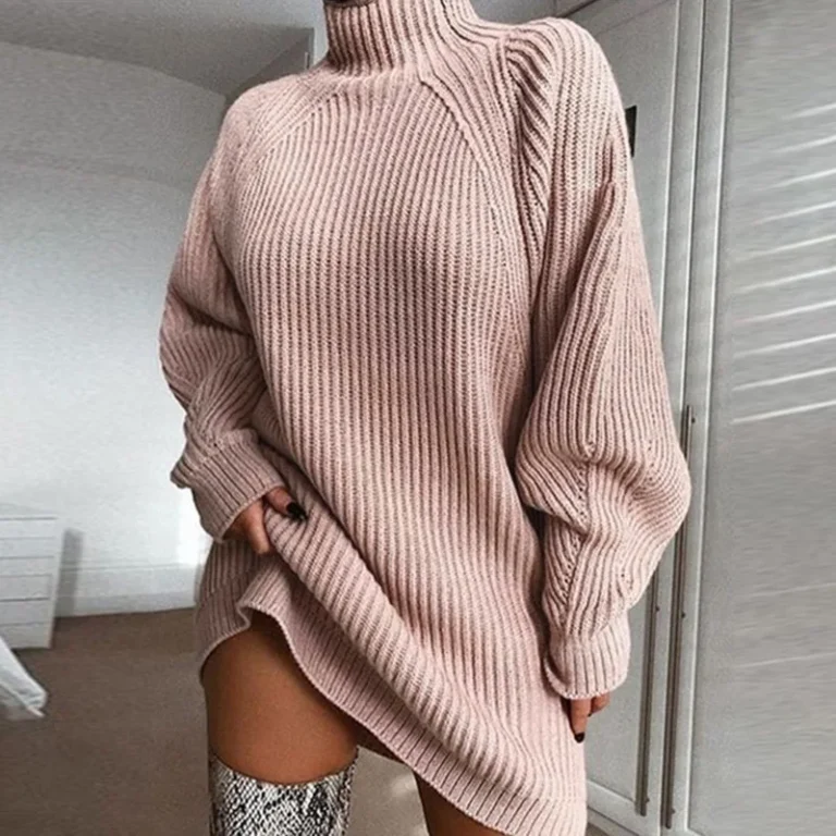 Autumn Winter Women Knitted Pullover Sweater Top 2024 Elegant Chic Fashion Warm Long Sleeve Turtleneck Loose Knitwear Streetwear 5