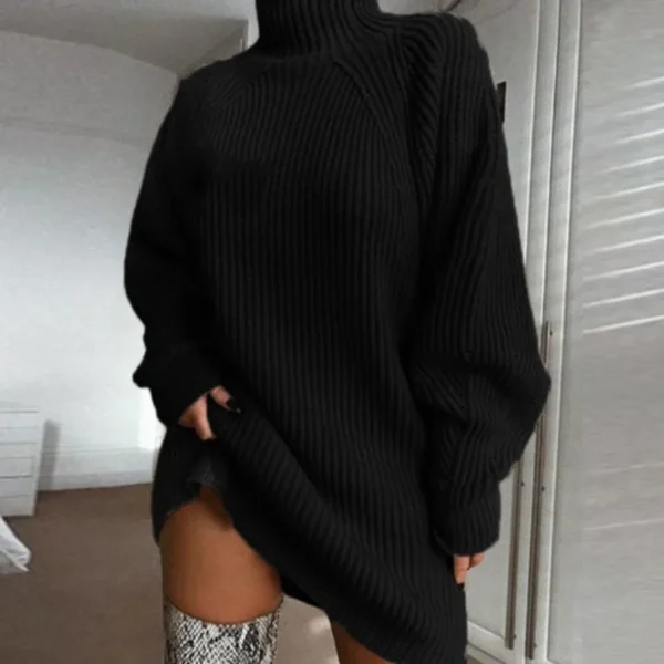 Autumn Winter Women Knitted Pullover Sweater Top 2024 Elegant Chic Fashion Warm Long Sleeve Turtleneck Loose Knitwear Streetwear 6