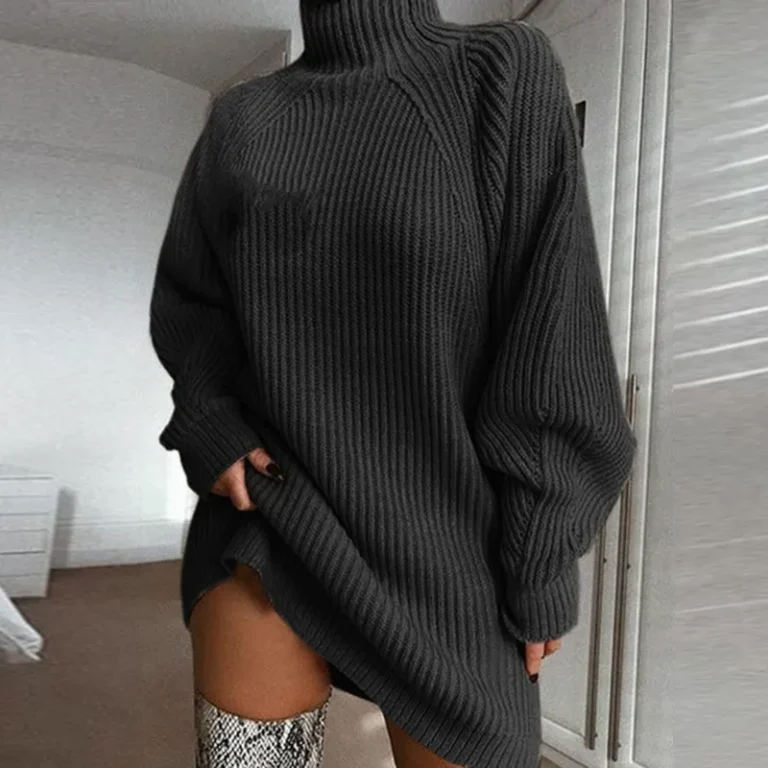 Autumn Winter Women Knitted Pullover Sweater Top 2024 Elegant Chic Fashion Warm Long Sleeve Turtleneck Loose Knitwear Streetwear 3