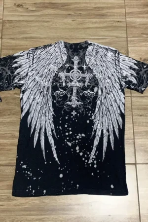 Style Streetwear Tee Gothic Skull Cross Print Trendy Graphic T-shirts 2