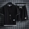 Men's new Waffle Summer Suit 2025 Casual T-shirt + Shorts 2