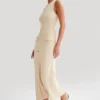 Elegant Lady Knitted Single Breasted Long Dresses Women Solid Sleeveless O Neck Button Bodycon 4