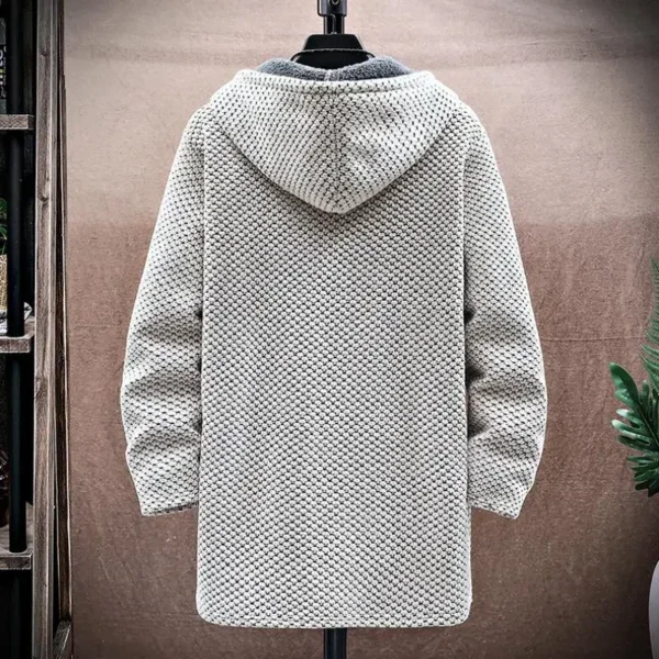 Men's Cardigan Cashmere Long Coat Sweaters with Hoods 2