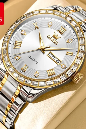 OLEVS 9906 Quartz Men's Watch Classic Fashion Men's Business Waterproof Stainless Steel Diamond dial Top Luxury Brand Men Watch