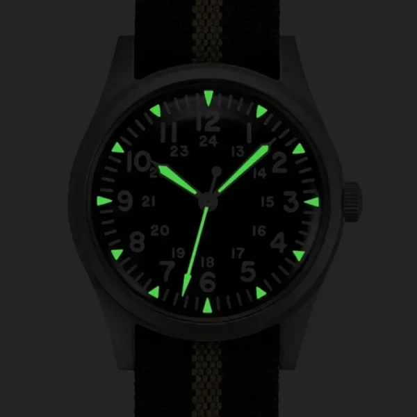 G10 34.5mm Retro Military Watch 316L Stainless Steel K1 Mineral Glass Luminous Personality Sports Quartz Men 5
