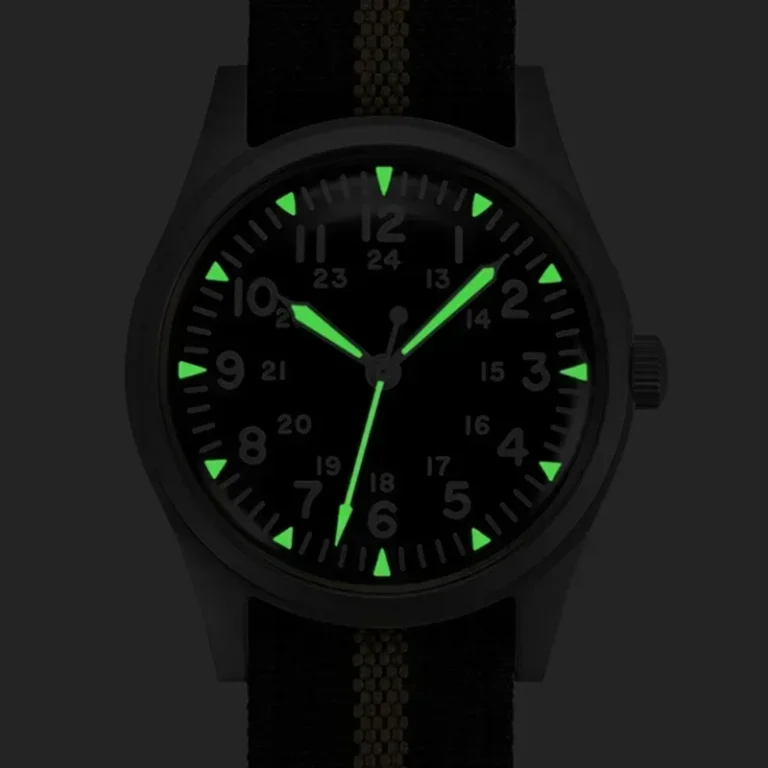 G10 34.5mm Retro Military Watch 316L Stainless Steel K1 Mineral Glass Luminous Personality Sports Quartz Men 5