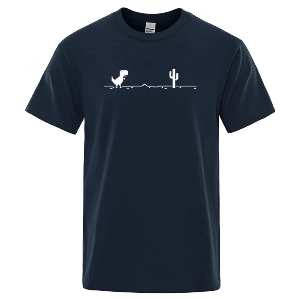Mens T-shirts Printed Dinosaur Cactus Funny Tops Summer Cotton T-shirt 3