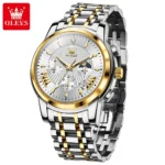 OLEVS Luxury Brand Quartz Watch for Men Waterpoof Chronograph Men's Wristwatch Auto Date Dual Calendar 2