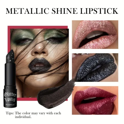 7 Colors Glitter Lipstick Hydrating Sparkling Shine Lip Color Nonstick Highly Pigmented Formula Gives Metallic Finish Lip Makeup 2