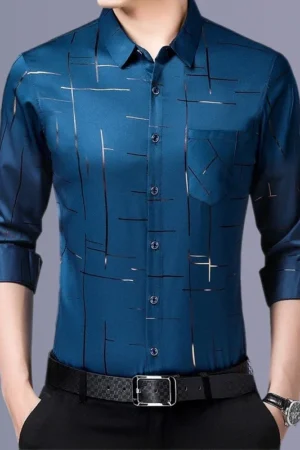 Men's Casual and Fashionable Long Sleeved Printed Shirt, Non Ironing and Wrinkle Resistant Business Top TheFashionFever