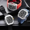 TSAR BOMBA Watch for Men Luxury Brand Tonneau Design Waterproof Clock Stainless Steel Wristwatch 5