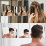 Retractable Adjustable Hanging Three Mirrors Makeup Folding Three Mirrors Three Fold Mirror Spot Portable Cosmetic 6