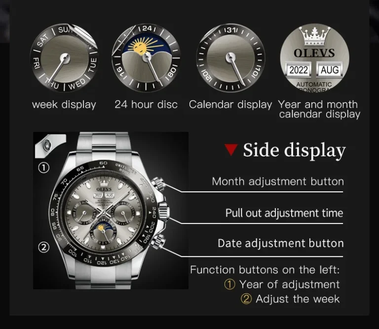 OLEVS Automatic Mechanical Watch for Men TOP Brand Original Stainless Steel Luminous Waterproof Wrist Watch 5