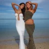 Strapless Cut Out Bodycon Maxi Dress Women Off Shoulder Backless Solid White Sundress 5