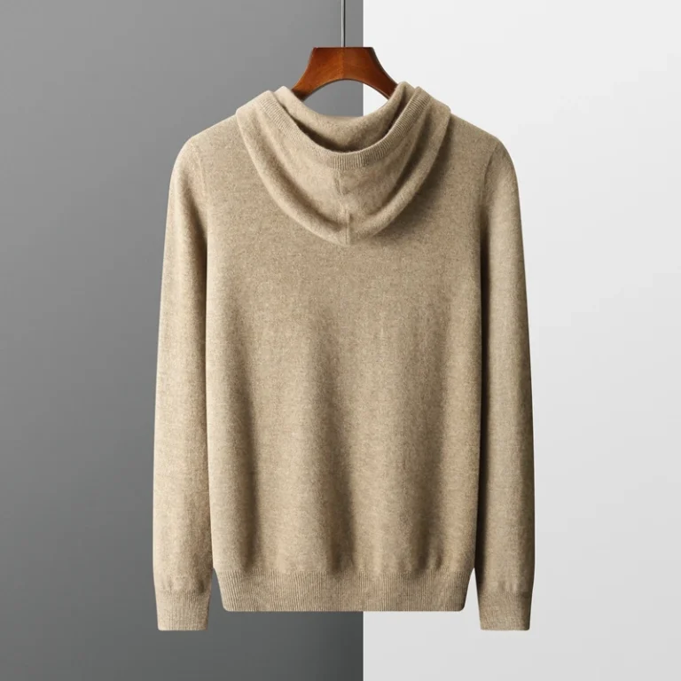 Men's cashmere One-piece ready-to-wear Hoodie 100% Merino Wool Knitted Sweatshirt 2