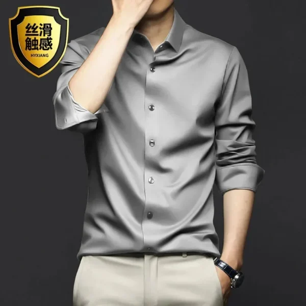 S-5XL Men's Shirt Long Sleeve Non iron Wrinkle Resistant Business Dress 3