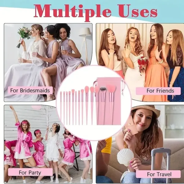 13pcs Premium Synthetic Nylon Bristle Makeup Brush Set - Soft, Gentle, and Cruelty-Free for Flawless Foundation, Blush, Powder, 3