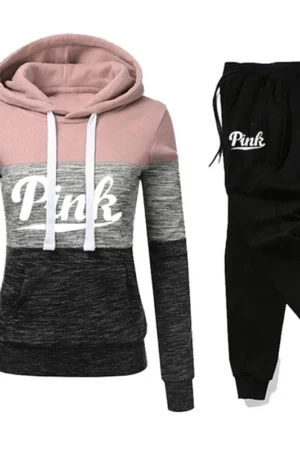 Womens Tracksuit Print ColorBlock Hooded Sweatshirts 2