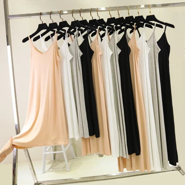 Woman Tank Dress Casual Modal Sexy Camisole Elastic Female Home Beach Dresses O-Neck Camis Sexy Dress