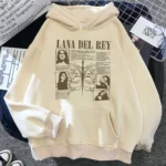 Lana Del Rey Hoodies Man 90s Kawaii Anime Sweatshirt Long Sleeves Crewneck Comfortable Fleece Warm Streetwear