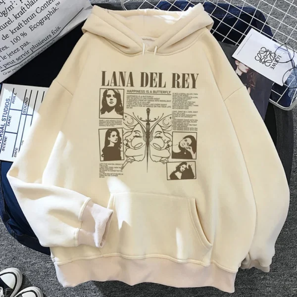 Lana Del Rey Hoodies Man 90s Kawaii Anime Sweatshirt Long Sleeves Crewneck Comfortable Fleece Warm Streetwear