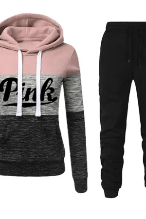 Womens Tracksuit Print ColorBlock Hooded Sweatshirts