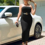 summer women's sexy sleeveless chest wrapped Long Beach Dress 3
