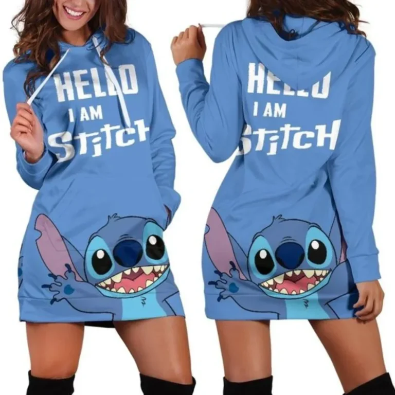 New Disney Stitch Hoodie Dress Sweater Fashion Disney Dress Sweatshirt Dress 3d Allover Printed Y2k Hoodie 6