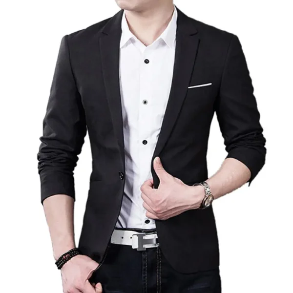 Men Formal Business Suit Coat One Button Black Blue Red Men 2