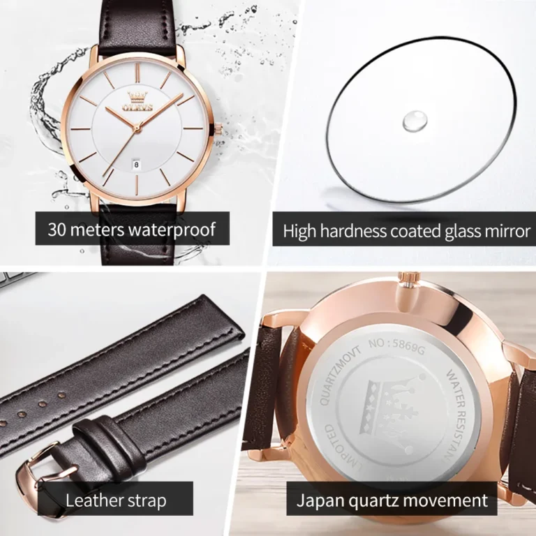 OLEVS Luxury Quartz Watch for Men Ultra Thin 6.5mm Minimalist Waterproof Date Bussiness Watch 2