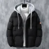 Winter Loose-fit Thickened Warm Cotton Coat Hood For Men Trendy Student Puffer Jacket Two-piece Illusion 2