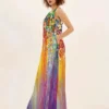 New Summer Women's Sleeveless V-neck Printed Sexy Long Dress 4