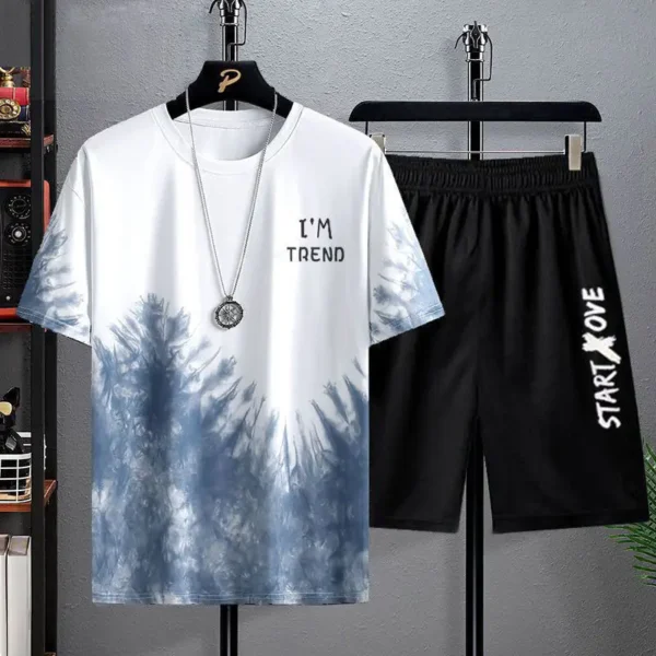 Men's Sets Fashion tracksuits Casual Ice Silk Short Sleeve 3D Printed Sports T-shirt+Shorts Basketball Set TheFashionFever 2