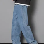2025 New Korean Men's Casual Long Jeans Classic Man Straight Denim Wide-leg Pants TheFashionFever