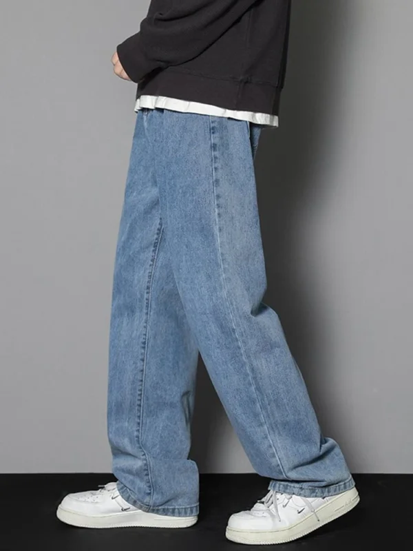 2025 New Korean Men's Casual Long Jeans Classic Man Straight Denim Wide-leg Pants TheFashionFever