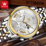 OLEVS Luxury Brand Quartz Watch for Men Waterpoof Chronograph Men's Wristwatch Auto Date Dual Calendar 4
